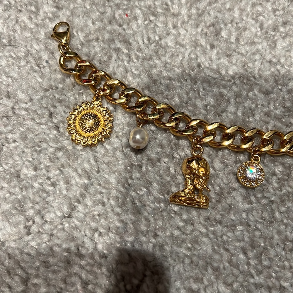 Vincent Van Gogh yellow gold plated charm bracelet - Picture 3 of 7